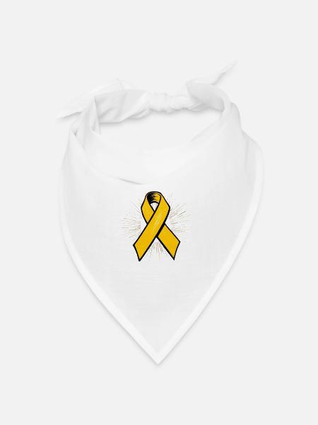 Gelbe Awareness-Schleife im Comic-Stil - Bandana Dreieckstuch - Weiß