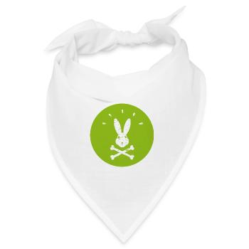 Piraten Hase im Jolly Roger Style Grüner Osterhase - Bandana Dreieckstuch - Weiß - Vorne