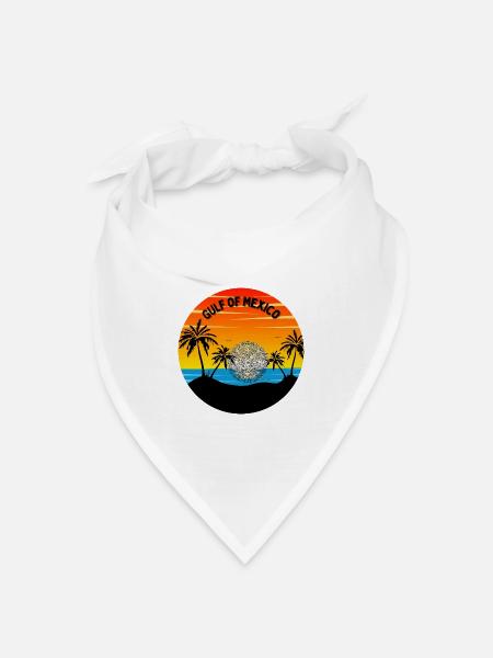 Golf von Mexiko Sonnenuntergang Palme - Bandana Dreieckstuch - Weiß