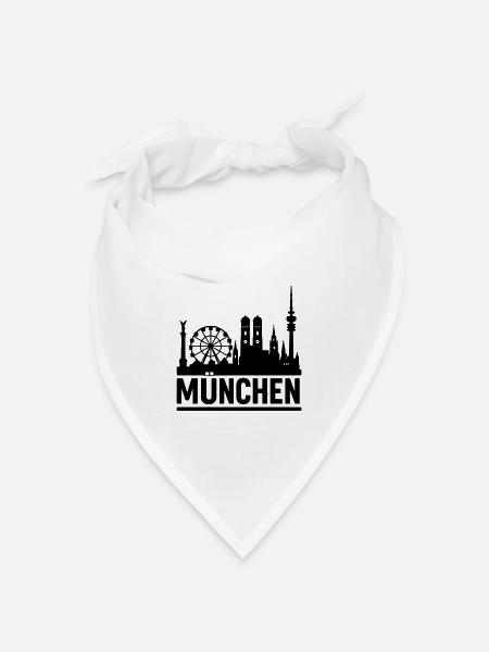 München Munich Silhouette Skyline - Bandana Dreieckstuch - Weiß