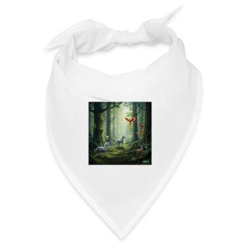 Märchenwald Unikorn Phönix Szene - Bandana Dreieckstuch - Weiß - Vorne