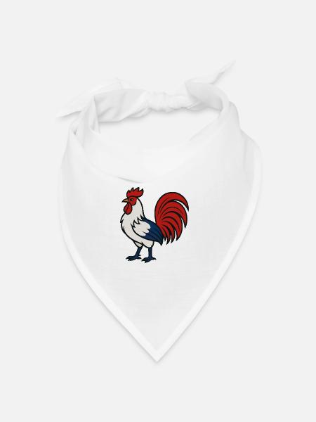 Französischer Hahn - Flagge Farbe Blau Weiß Rot - Bandana Dreieckstuch - Weiß