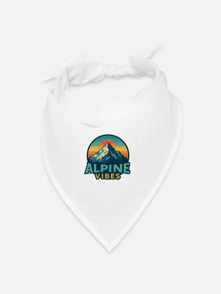 Alpine Vibes Bergmotiv Retro Sunset - Bandana Dreieckstuch - Weiß