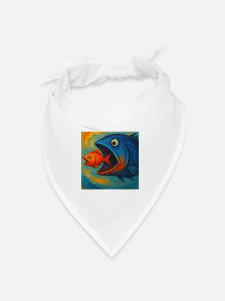 Blaumeerfische auf der Suche nach roten Fischen - Bandana Dreieckstuch - Weiß