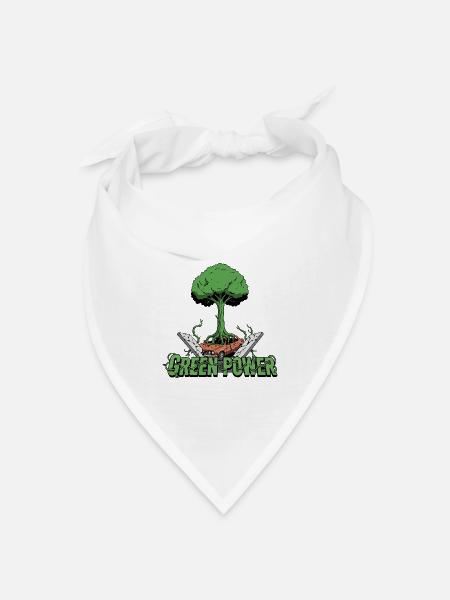 Grüner Energie-Baum - Bandana Dreieckstuch - Weiß