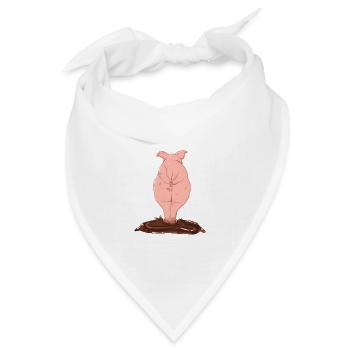 Pinkes Schwein von Hinten - Bandana Dreieckstuch - Weiß - Vorne