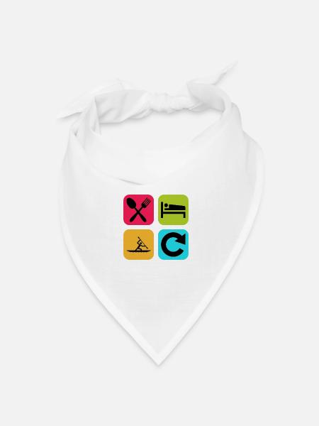 Essen, schlafen, Kanufahren wiederholen, lustiges Zitat, Boot - Bandana Dreieckstuch - Weiß