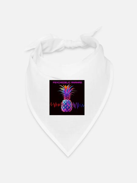 Psychedelischer Ananas Neonprint - Bandana Dreieckstuch - Weiß
