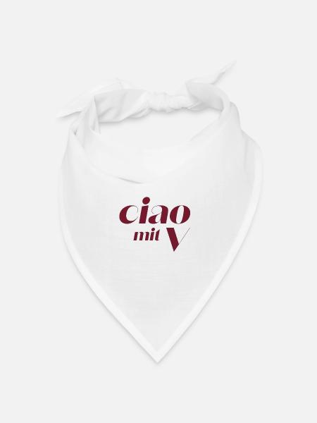 Ciao mit V Vintage Kalligraphie - Bandana Dreieckstuch - Weiß