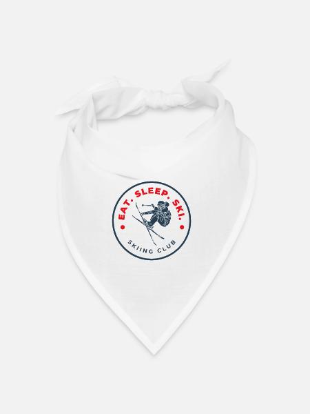 Eat Sleep Ski Skiclub - Bandana Dreieckstuch - Weiß