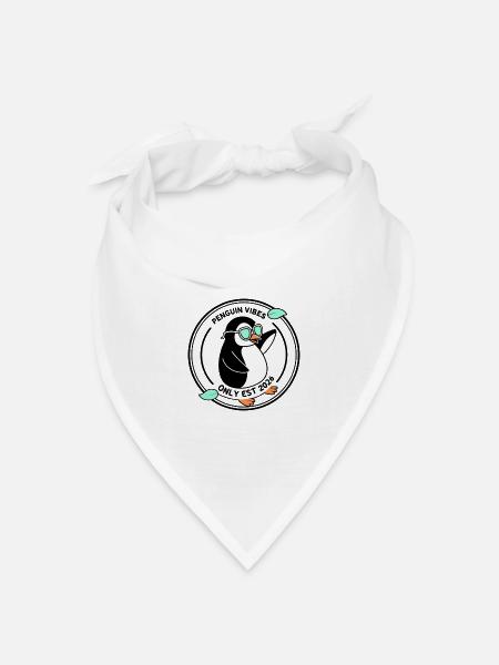 Schwarzer Pinguin in Mint-Brille 2026 - Bandana Dreieckstuch - Weiß
