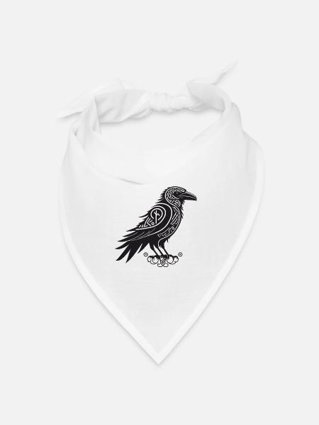 Raven Tribal Black - Bandana Dreieckstuch - Weiß