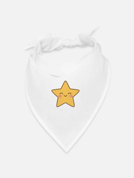 Kawaii Gelber Stern Lächeln - Bandana Dreieckstuch - Weiß