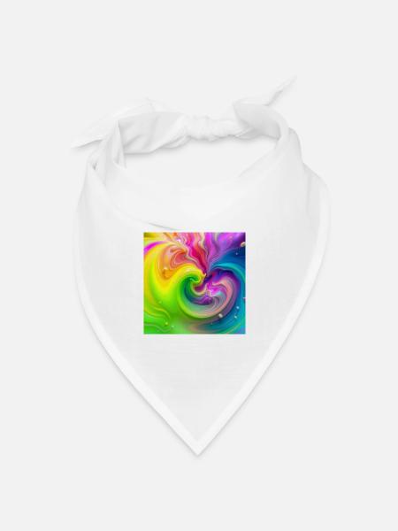Farbwirbel Neon Regenbogen - Bandana Dreieckstuch - Weiß