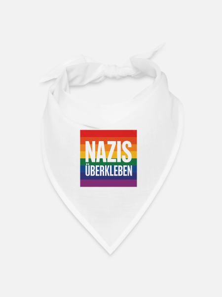 Nazis überkleben - Antifa Tee - Bandana Dreieckstuch - Weiß