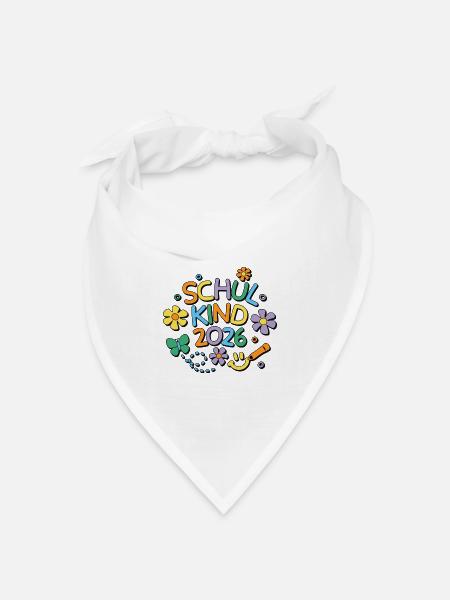 Schulkind 2026 Einschulung Schulanfang - Bandana Dreieckstuch - Weiß