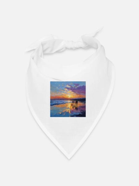 Sonnenuntergang über dem Meer - Bandana Dreieckstuch - Weiß