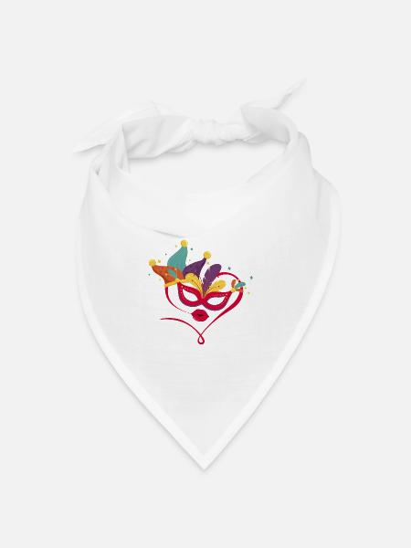 Karnevalsmaske mit bunten Federn - Bandana Dreieckstuch - Weiß