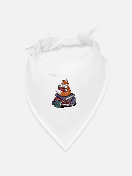 Bücherwurm-Fuchs-Tierlese-Bücher Kunst - Bandana Dreieckstuch - Weiß