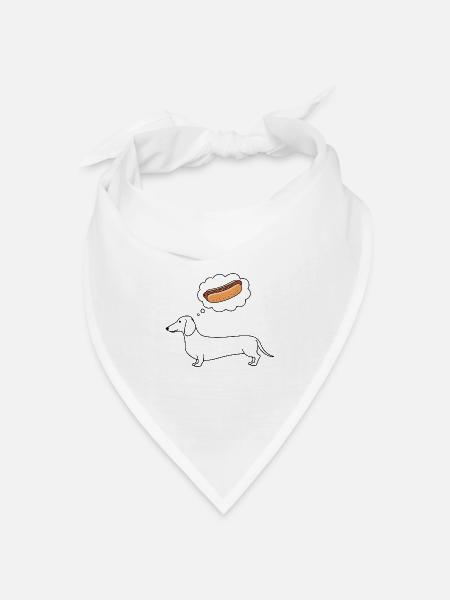 Dackel denkt Hotdog - Bandana Dreieckstuch - Weiß