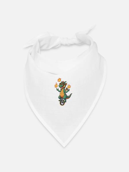 Feuerbläser auf Einrad - Bandana Dreieckstuch - Weiß