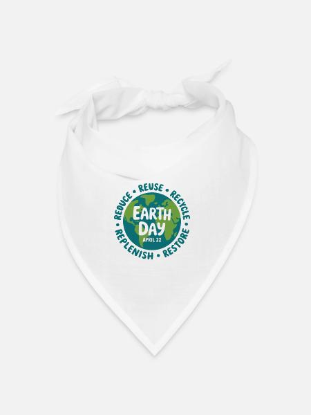 Earth Day Emblem: Reduzieren Sie Wiederverwendung und Recycling - Bandana Dreieckstuch - Weiß
