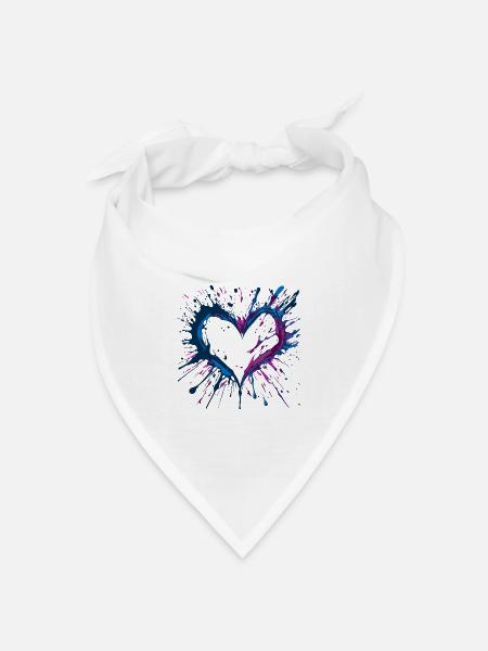 Von Key West inspirierte Heart dark - Bandana Dreieckstuch - Weiß