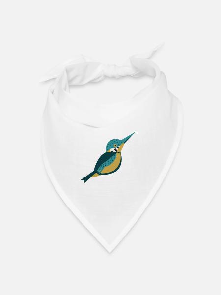 Geometrischer Eisvogel mit Punkten L-Blau - Bandana Dreieckstuch - Weiß