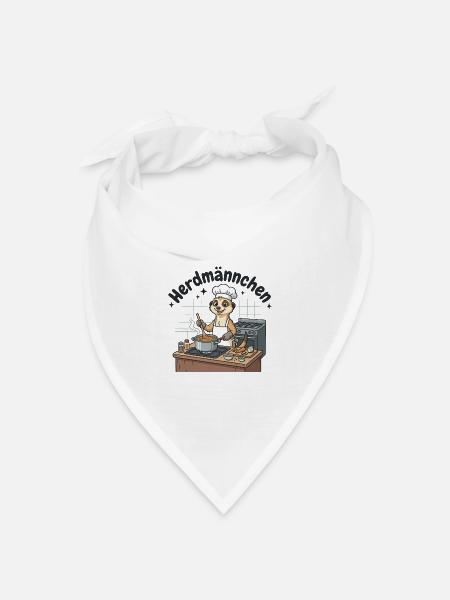 Herdmännchen Koch Erdmännchen am Herd - Bandana Dreieckstuch - Weiß