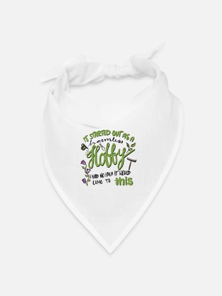 Gartenhobby mit Leidenschaft - handgezeichnet - Bandana Dreieckstuch - Weiß