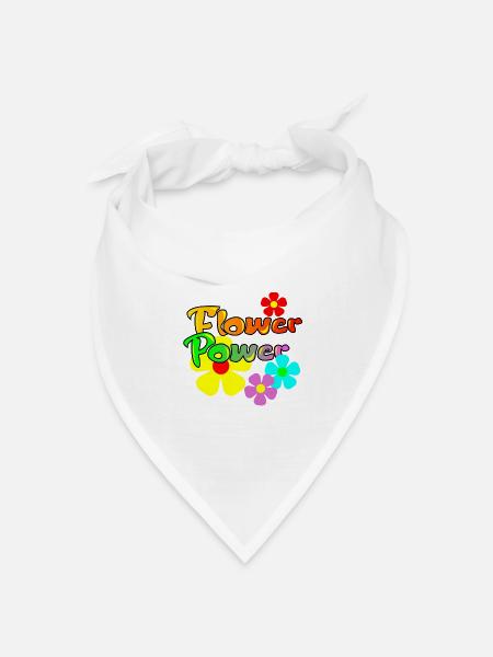 Flower Power - Bandana Dreieckstuch - Weiß