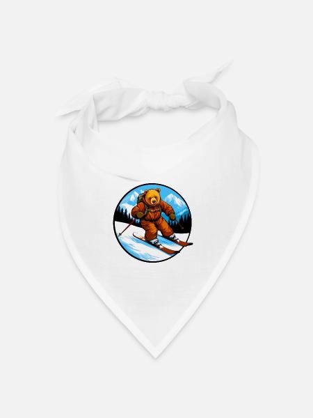Ski Bär - Bandana Dreieckstuch - Weiß