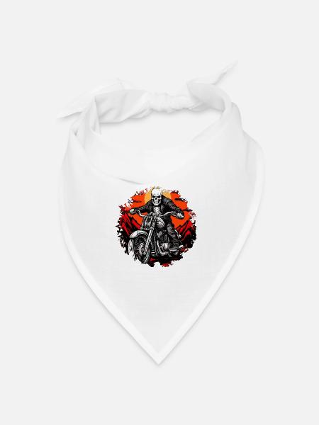 Motorrad Skelette - Bandana Dreieckstuch - Weiß