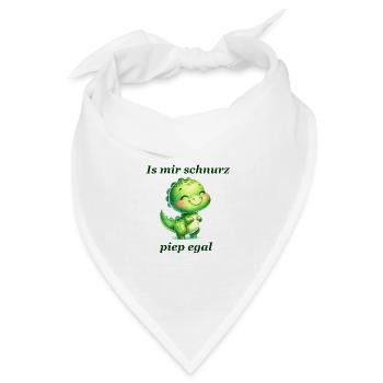 Schnurz piep egal Lustiger Spruch süßer Dino - Bandana Dreieckstuch - Weiß - Vorne