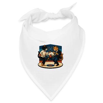Zwei Retro-Katzen tanzen – Vintage Stil - Bandana Dreieckstuch - Weiß - Vorne