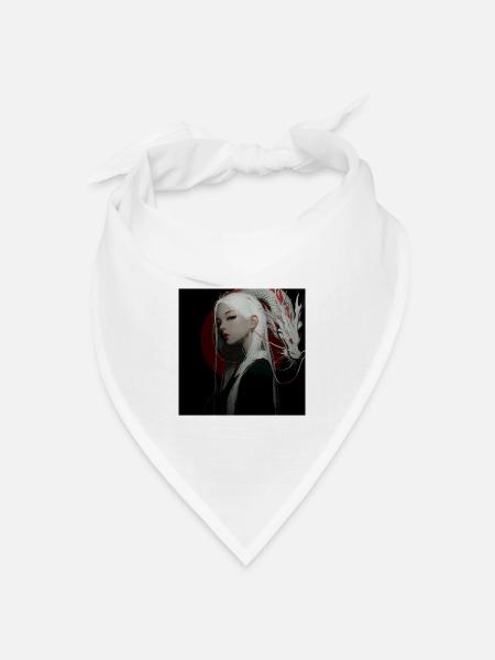 Monddrache Noir: Weiße Haare Drache - Bandana Dreieckstuch - Weiß