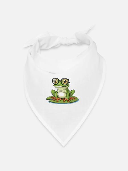 Smart Frog – lustiges Design mit Lunett - Bandana Dreieckstuch - Weiß