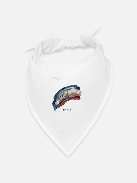 Paris Pinselstrich Stadtbild Flagge - Bandana Dreieckstuch - Weiß