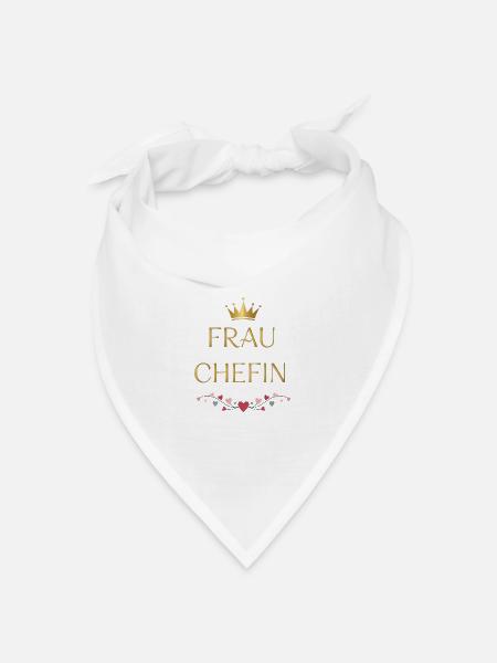 Frau Chefin Goldkrone - Bandana Dreieckstuch - Weiß