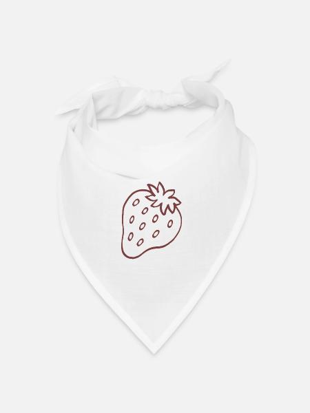 Strawberry Minimal Line Art - Bandana Dreieckstuch - Weiß