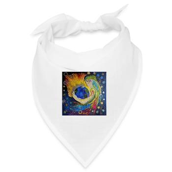 Erdenhüterin im Farbenzauber - Bandana Dreieckstuch - Weiß - Vorne