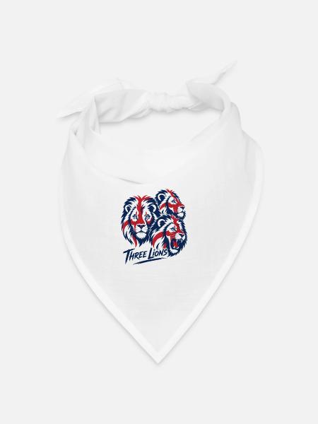 Drei Löwen im Rot Blau Weiß Fußball Mannschaft - Bandana Dreieckstuch - Weiß
