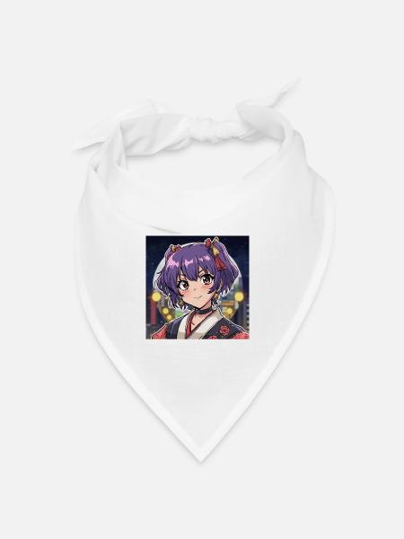 Manga-Stil-Aufkleber - Bandana Dreieckstuch - Weiß