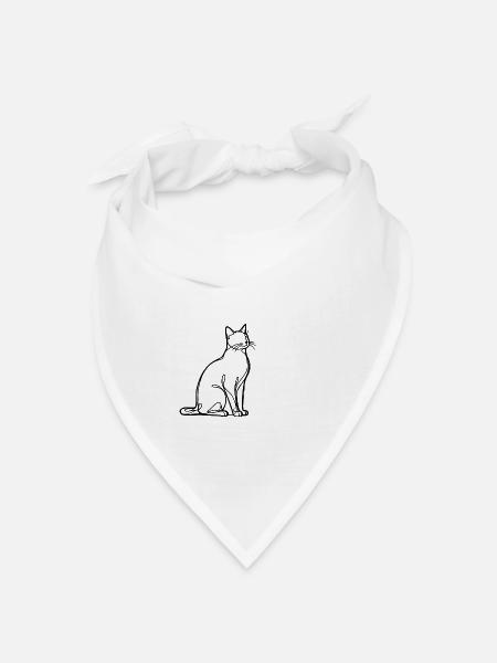Schwarze Katze one line art Geschenk Geburtstag - Bandana Dreieckstuch - Weiß