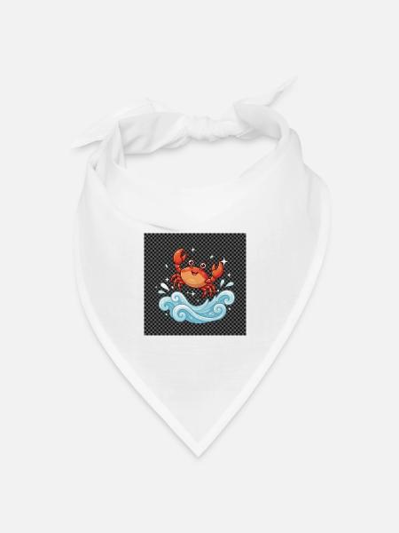 Krabbe surft durch Wellen - Bandana Dreieckstuch - Weiß