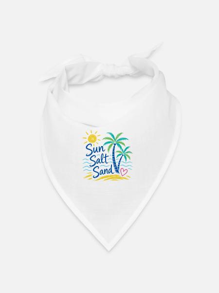 Sun Salt Sand – Sommer Strand Palmen Design - Bandana Dreieckstuch - Weiß