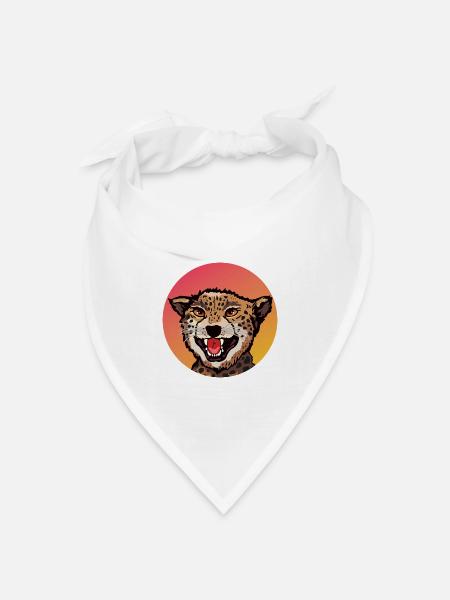 Farbenfrohes Leopard Design im Retro Look - Bandana Dreieckstuch - Weiß
