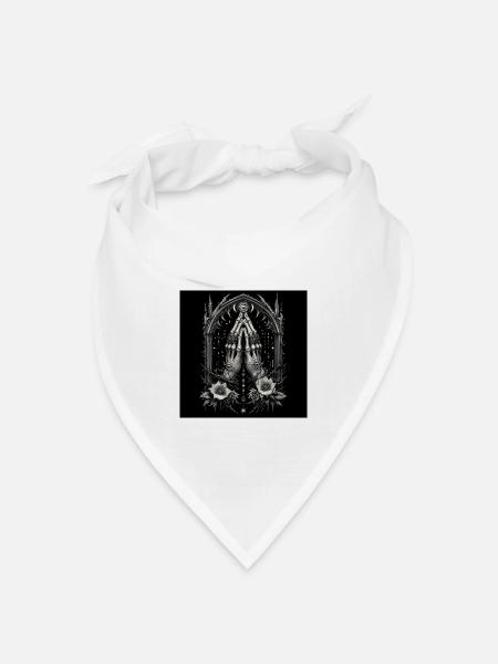 Alchemistische Hände im Gebet und Mystisches Auge - Bandana Dreieckstuch - Weiß