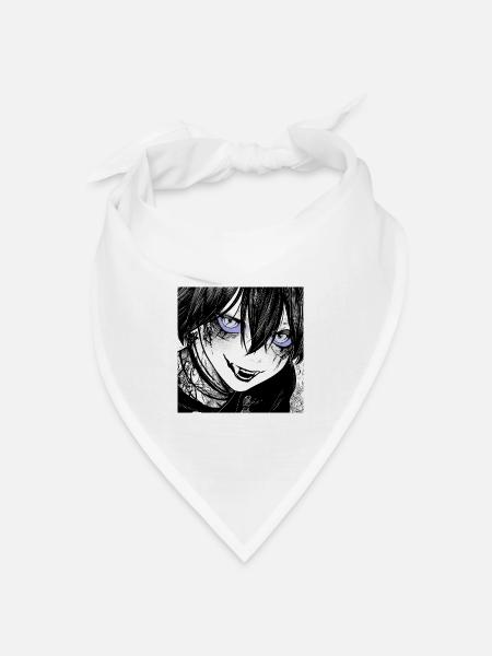 Dunkler Manga-Schrecken mit Blautönen - Bandana Dreieckstuch - Weiß