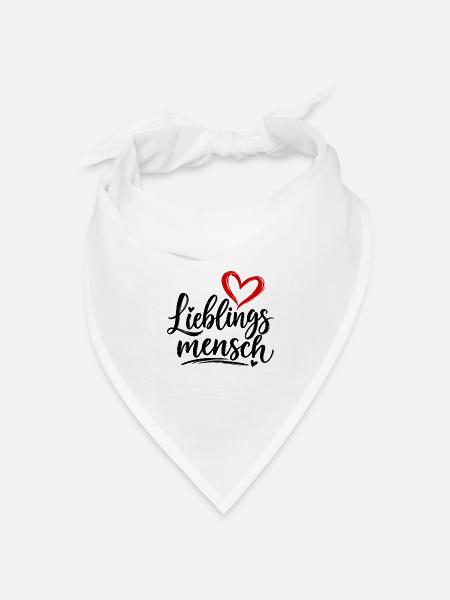 Herz-Pinselstrich mit Kalligrafie - Bandana Dreieckstuch - Weiß